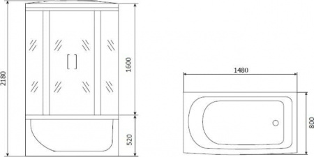 Душевой бокс Timo Eco TE-0750, 148x80x218 см