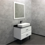 Тумба с раковиной Comforty "Империя-80" белый глянец с антрацитовой столешницей