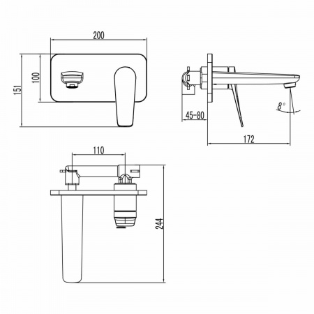 Смеситель Lemark Bronx LM3726GM для раковины, встраиваемый