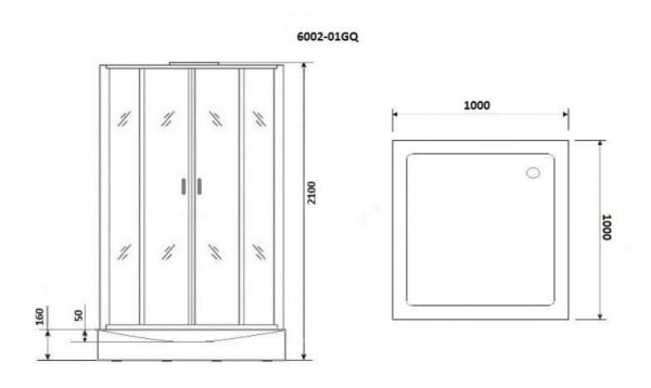 Душевая кабина Niagara Premium NG-6002-01GQ, 100х100x210 см