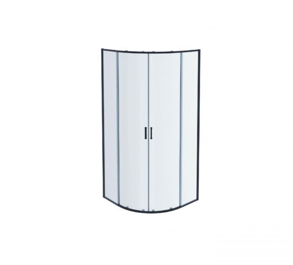 AQ ARI RO10020BL Душевой уголок 1/4 круга, двери раздвижные 1000x1000x2000, профиль черный, стекло прозрачное