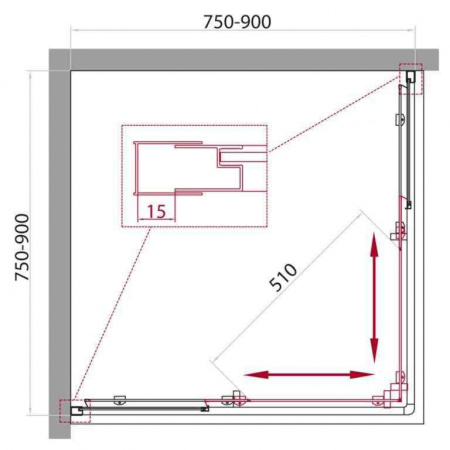 Душевой уголок BelBagno UNIQUE-A-2-75/90-P-Cr