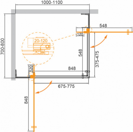 Душевой уголок Cezares SLIDER-AH-2-70/80-100/110-C-Cr