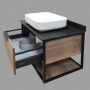 Тумба с раковиной Comforty "Кёльн-75" дуб темный с черной столешницей