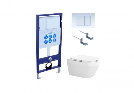 Set AQUATEK ЛЕЯ (рама AQUATEK Standard INS-0000012 с звукоиз.прокладкой+крепеж KKI-0000002+кнопкаKDI-0000009+унитаз ЛЕЯ AQ1199-00 с крышкой-сиденьем soft-close)
