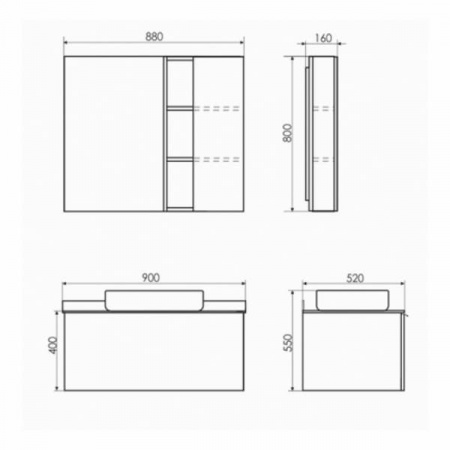 Тумба с раковиной Comforty "Милан-90" белая со светло-серой столешницей