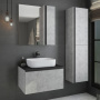 Тумба с раковиной Comforty "Эдинбург-75" бетон светлый с черной столешницей