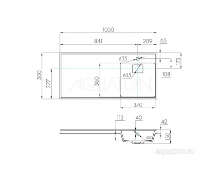 Раковина Aquaton Лондри 1050 белая правая