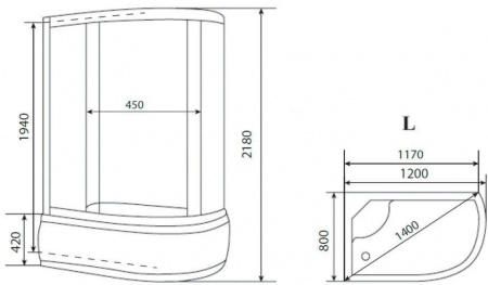 Душевая кабина Timo Eco TE-0720 P L, 120x80x218 см