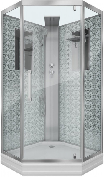 Душевая кабина Niagara Lux NG-7717WBK серебро, 100x100x210 см